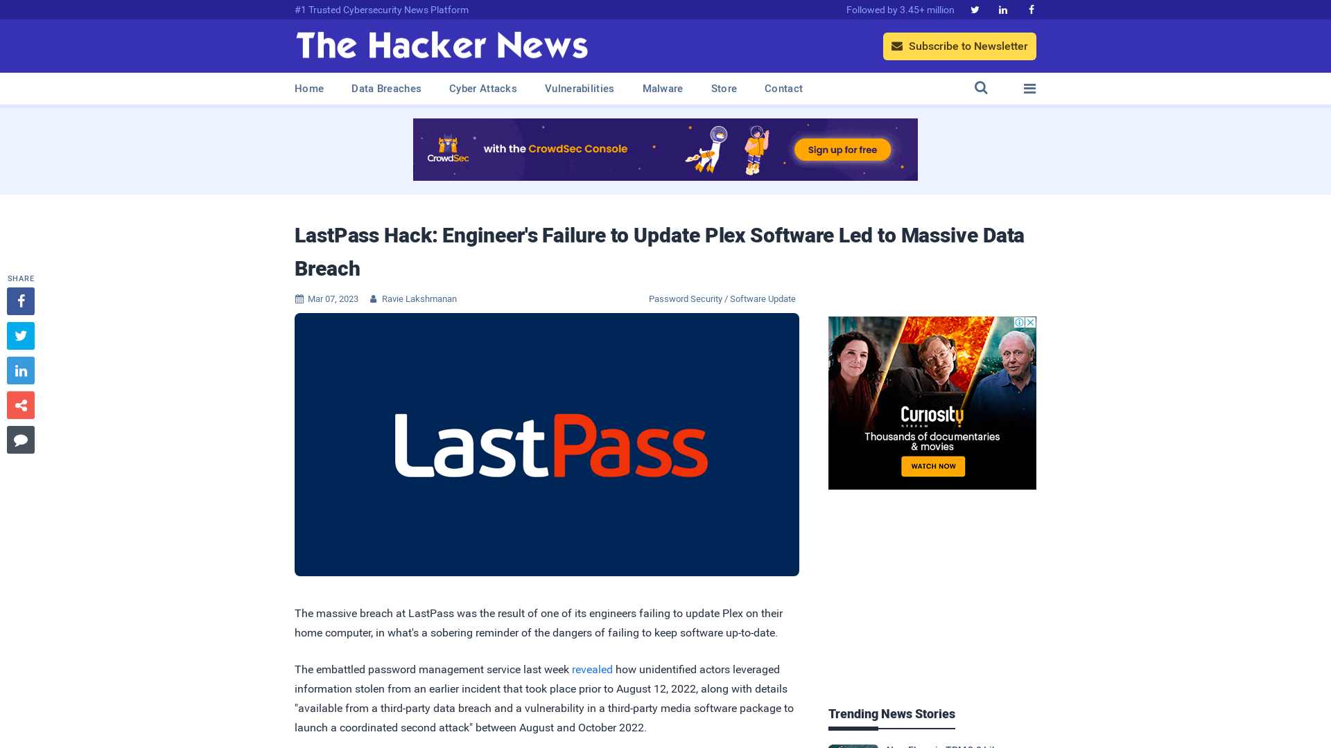 LastPass Hack: Engineer's Failure to Update Plex Software Led to Massive Data Breach