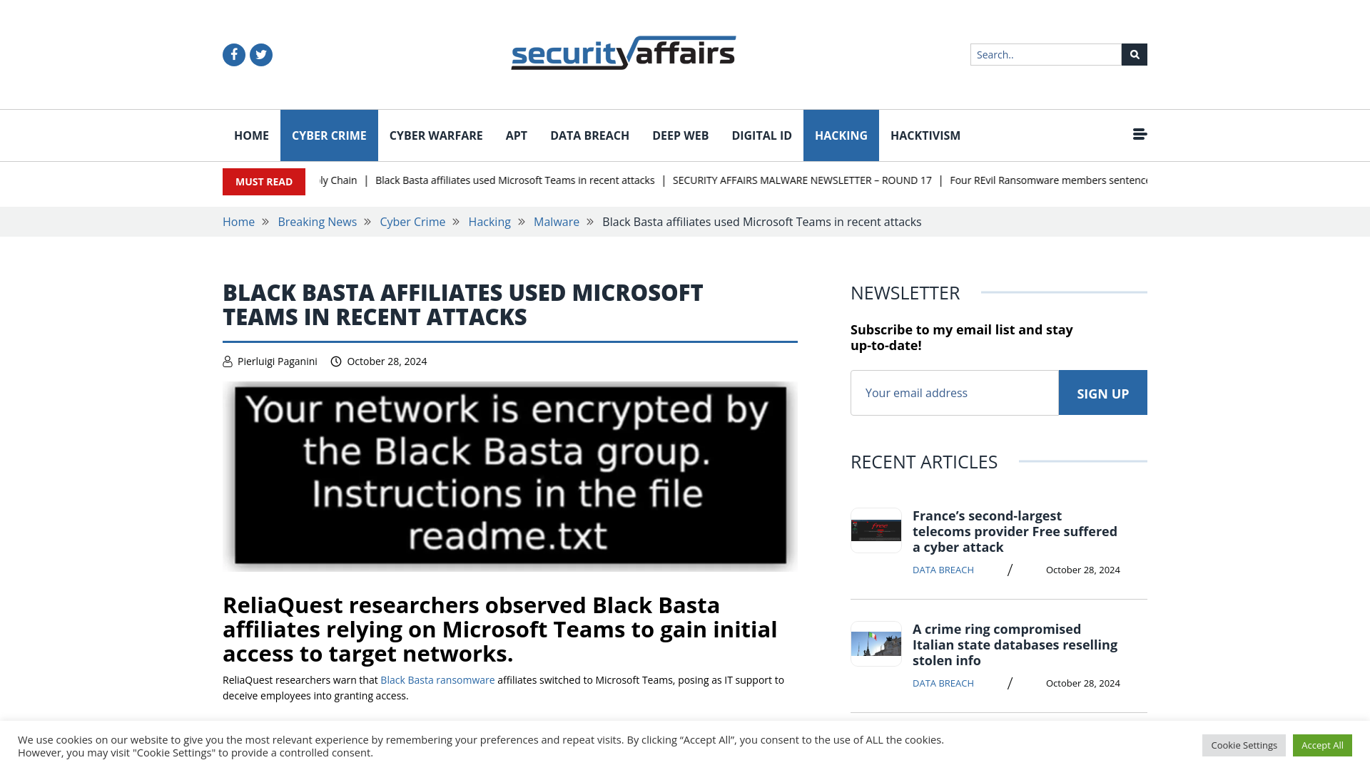 Black Basta affiliates used Microsoft Teams in recent attacks