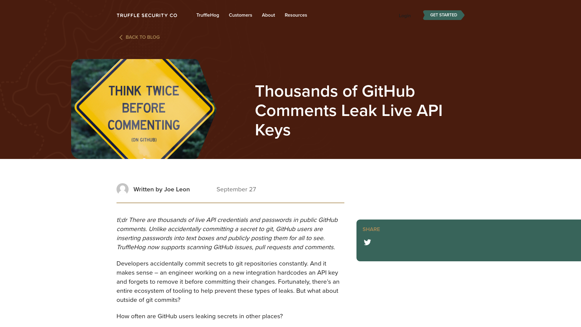 Thousands of GitHub Comments Leak Live API Keys - Truffle Security