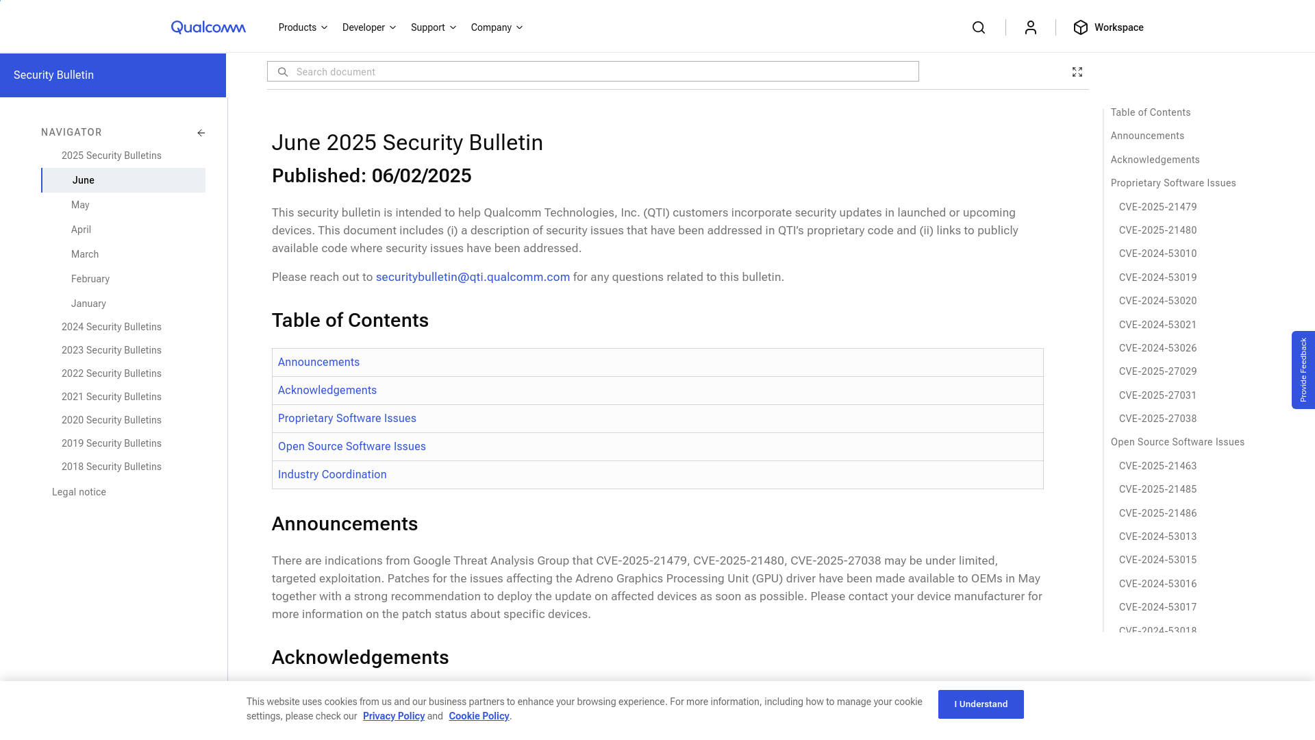 Security Bulletins | Qualcomm Documentation