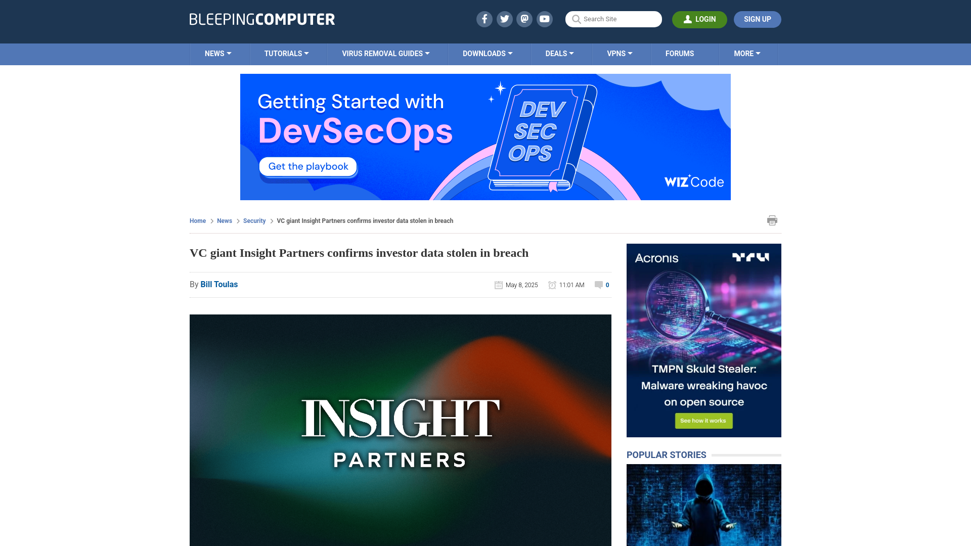 VC giant Insight Partners confirms investor data stolen in breach
