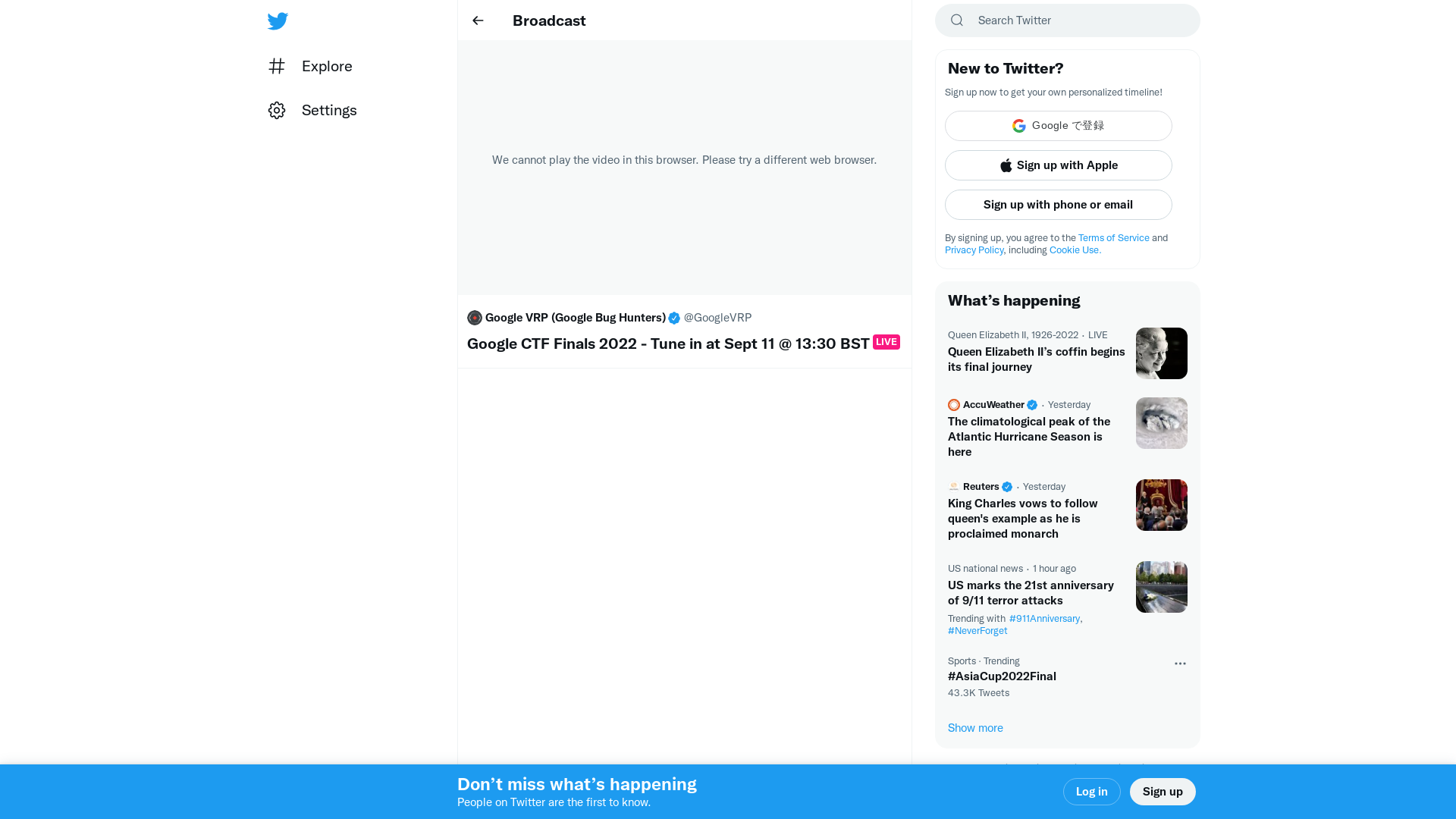 Google CTF Finals 2022 - Tune in at Sept 11 @ 13:30 BST / Twitter