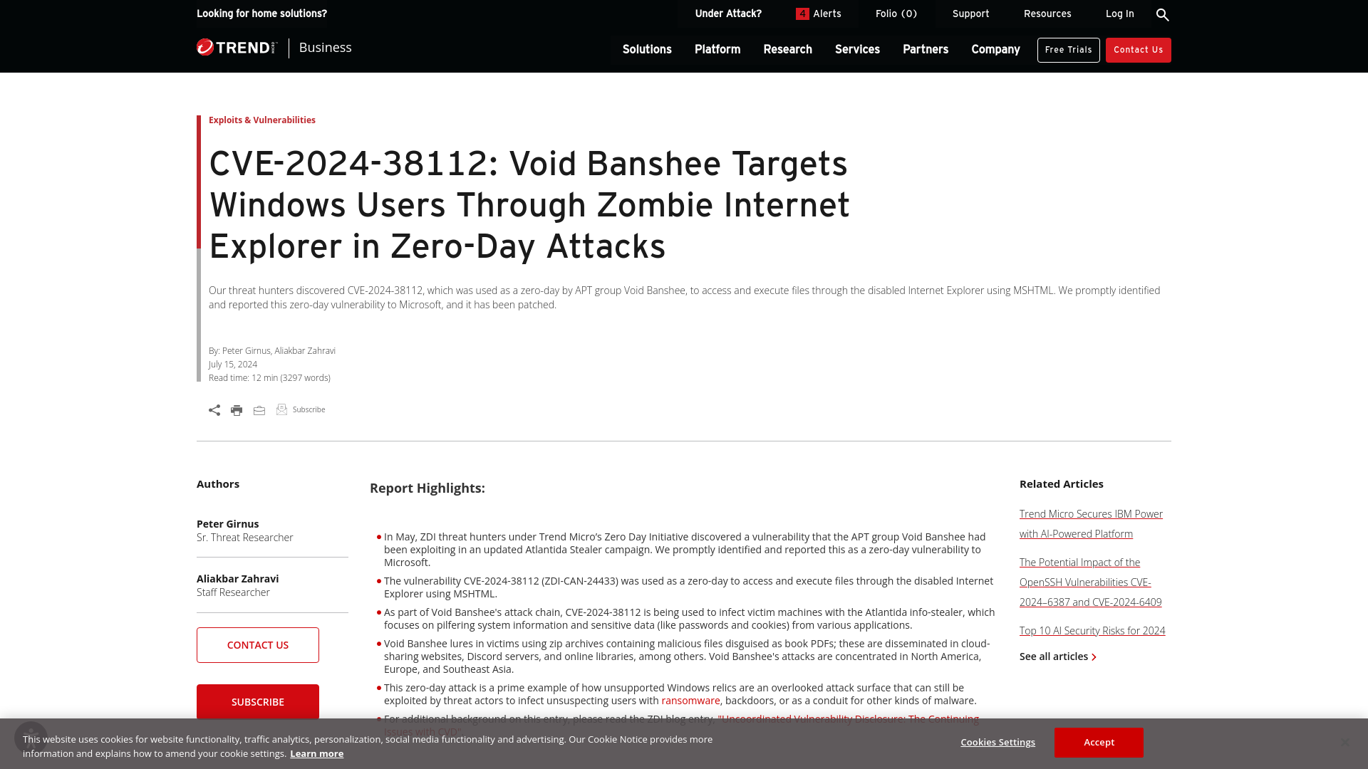 CVE-2024-38112: Void Banshee Targets Windows Users Through Zombie Internet Explorer in Zero-Day Attacks | Trend Micro (US)