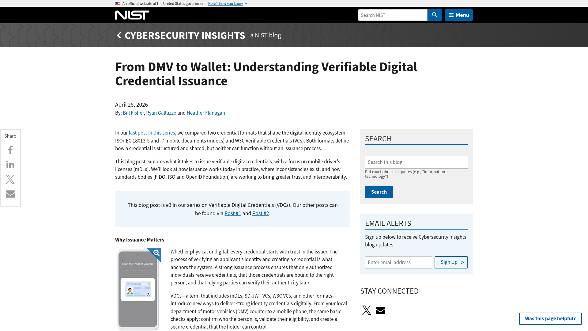 From DMV to Wallet: Understanding Verifiable Digital Credential Issuance | NIST