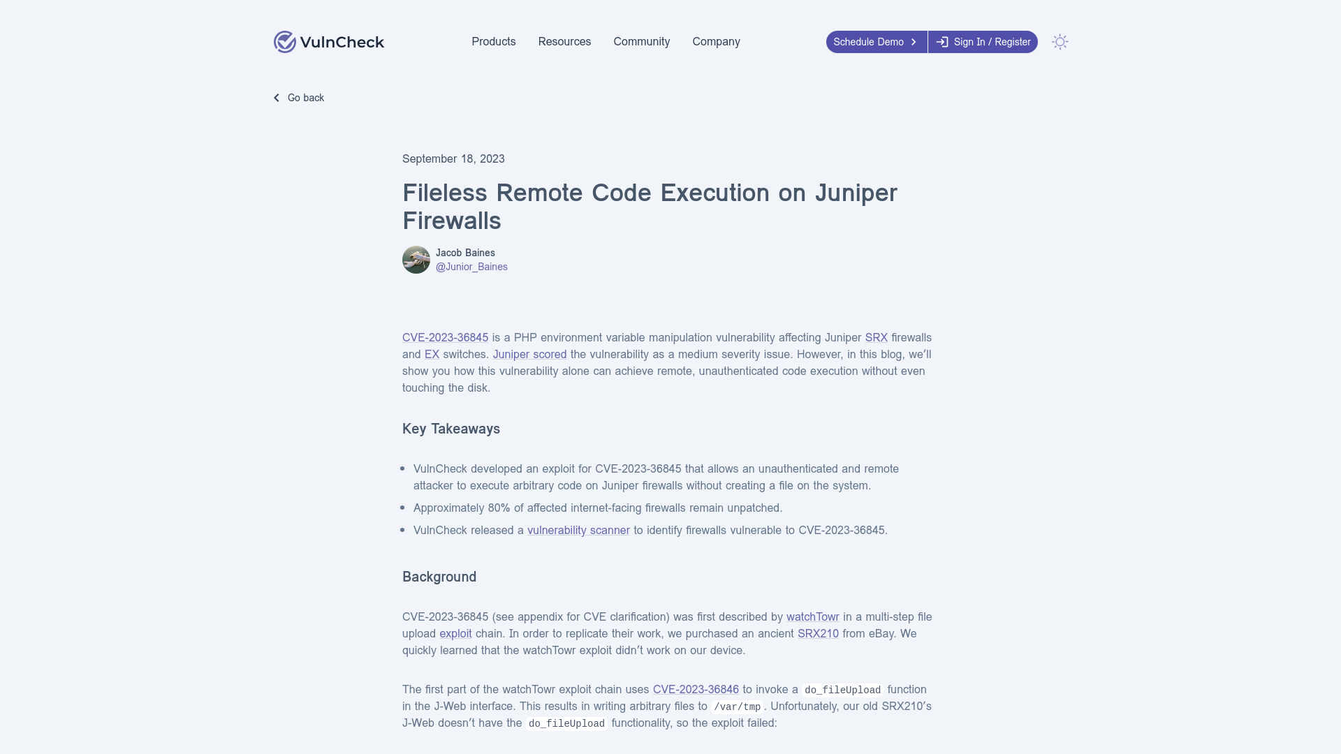 Fileless Remote Code Execution on Juniper Firewalls - Blog - VulnCheck