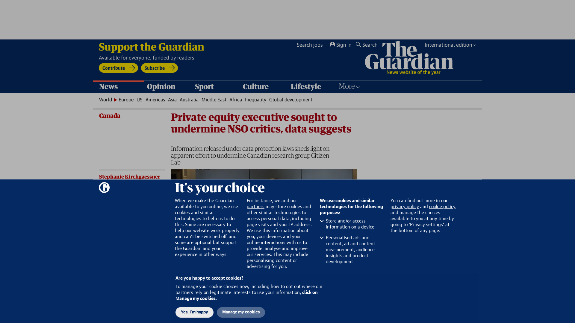 Private equity executive sought to undermine NSO critics, data suggests | Canada | The Guardian