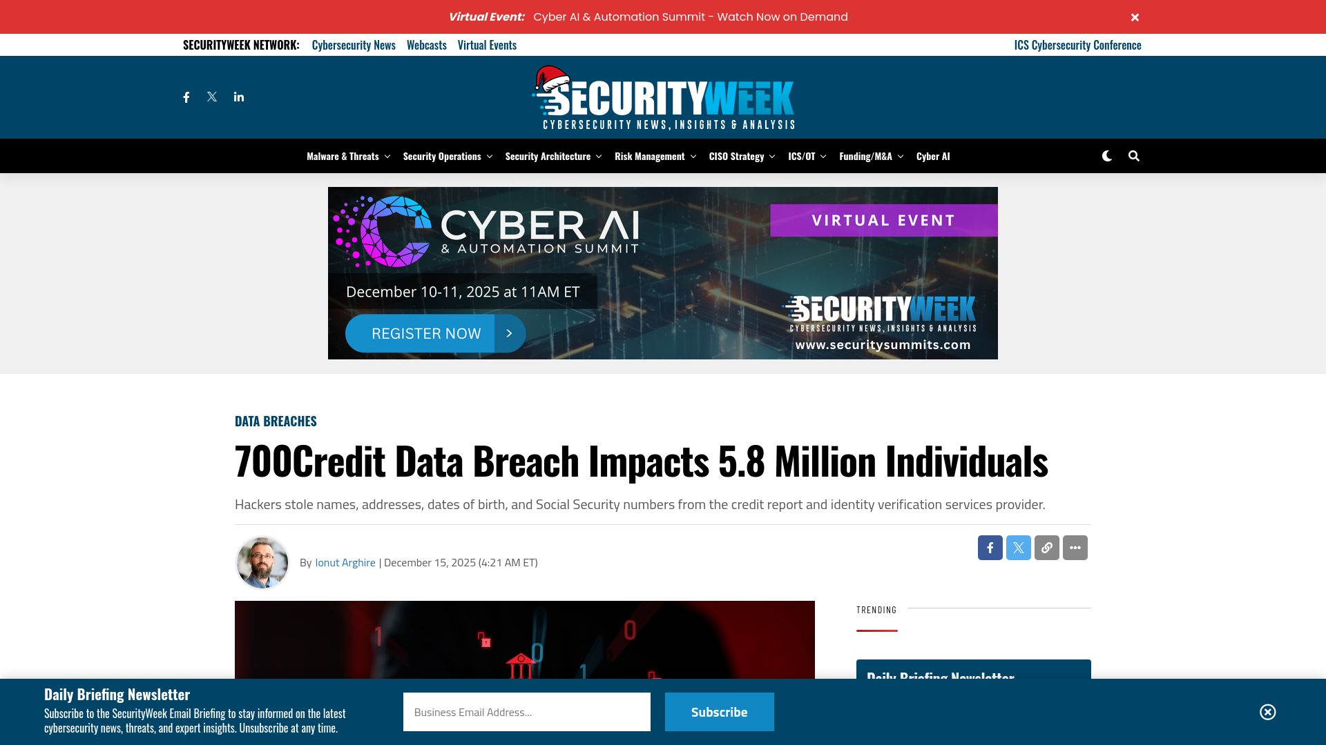 700Credit Data Breach Impacts 5.8 Million Individuals - SecurityWeek