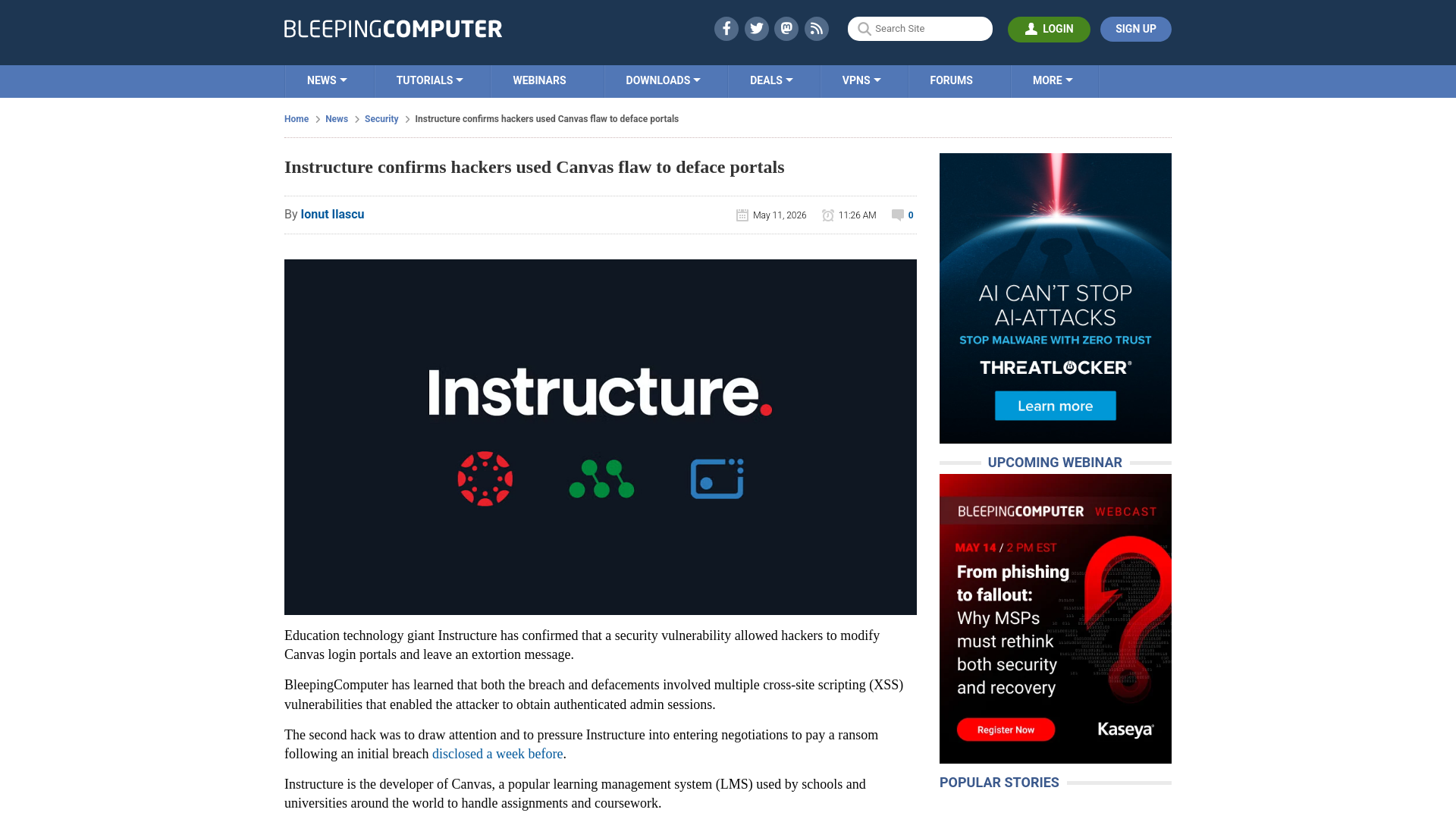 Instructure confirms hackers used Canvas flaw to deface portals
