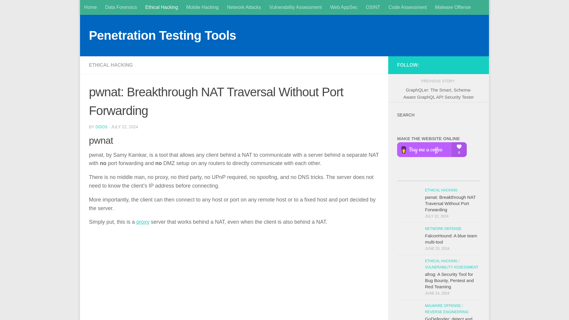 pwnat: Breakthrough NAT Traversal Without Port Forwarding