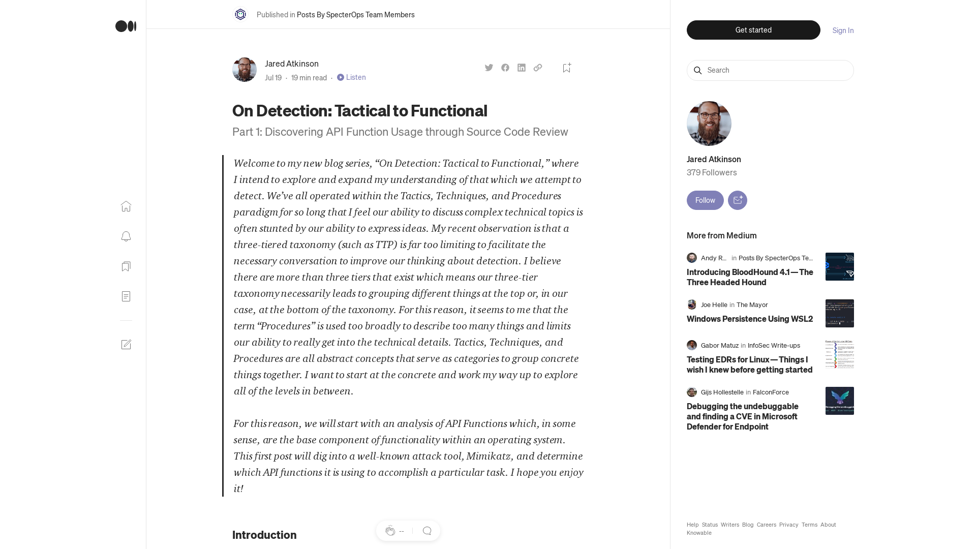 On Detection: Tactical to Functional | by Jared Atkinson | Jul, 2022 | Posts By SpecterOps Team Members
