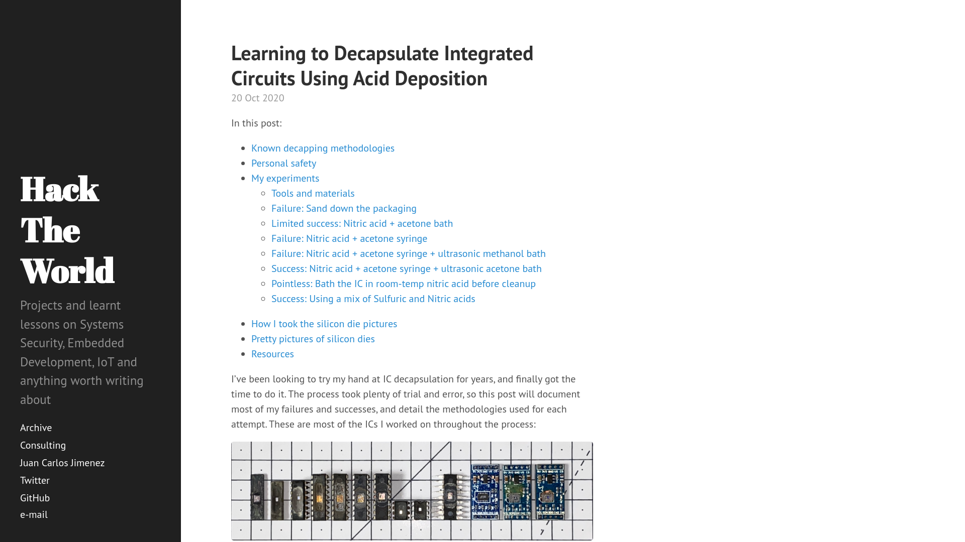 Learning to Decapsulate Integrated Circuits Using Acid Deposition · Hack The World