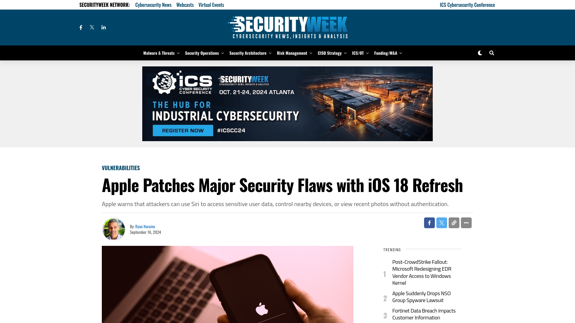 Apple Patches Major Security Flaws with iOS 18 Refresh - SecurityWeek