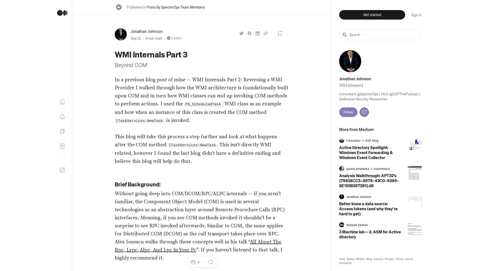 WMI Internals Part 3. Beyond COM | by Jonathan Johnson | Sep, 2022 | Posts By SpecterOps Team Members