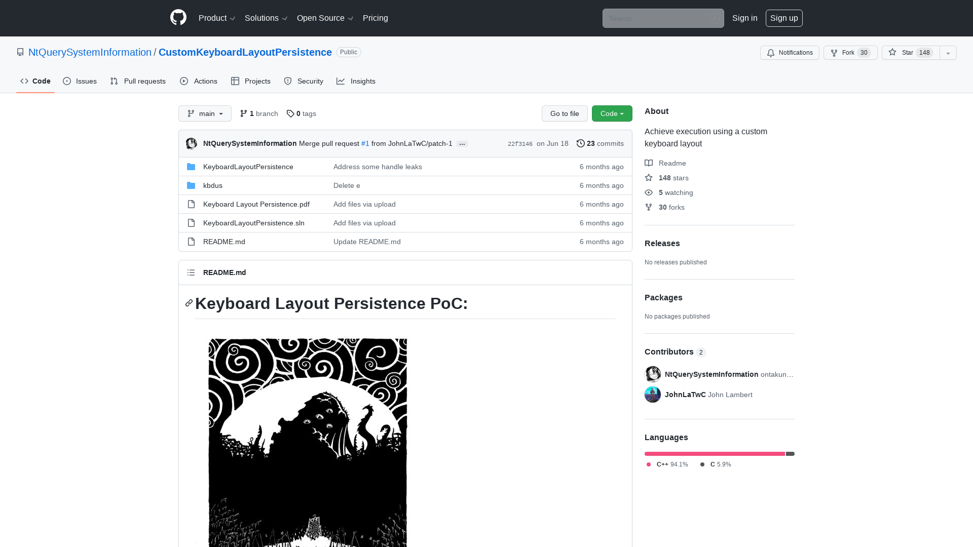 GitHub - NtQuerySystemInformation/CustomKeyboardLayoutPersistence: Achieve execution using a custom keyboard layout