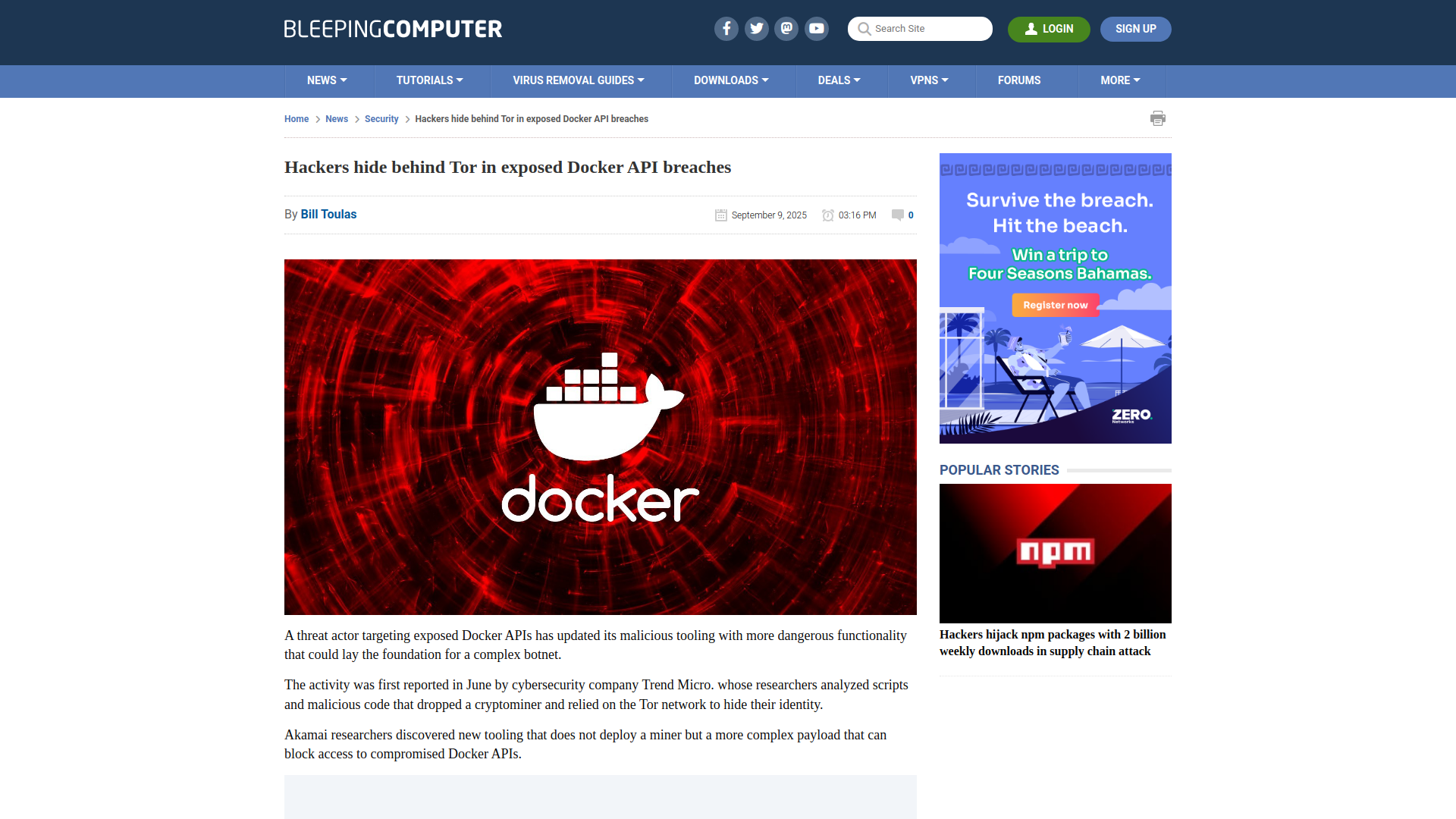 Hackers hide behind Tor in exposed Docker API breaches