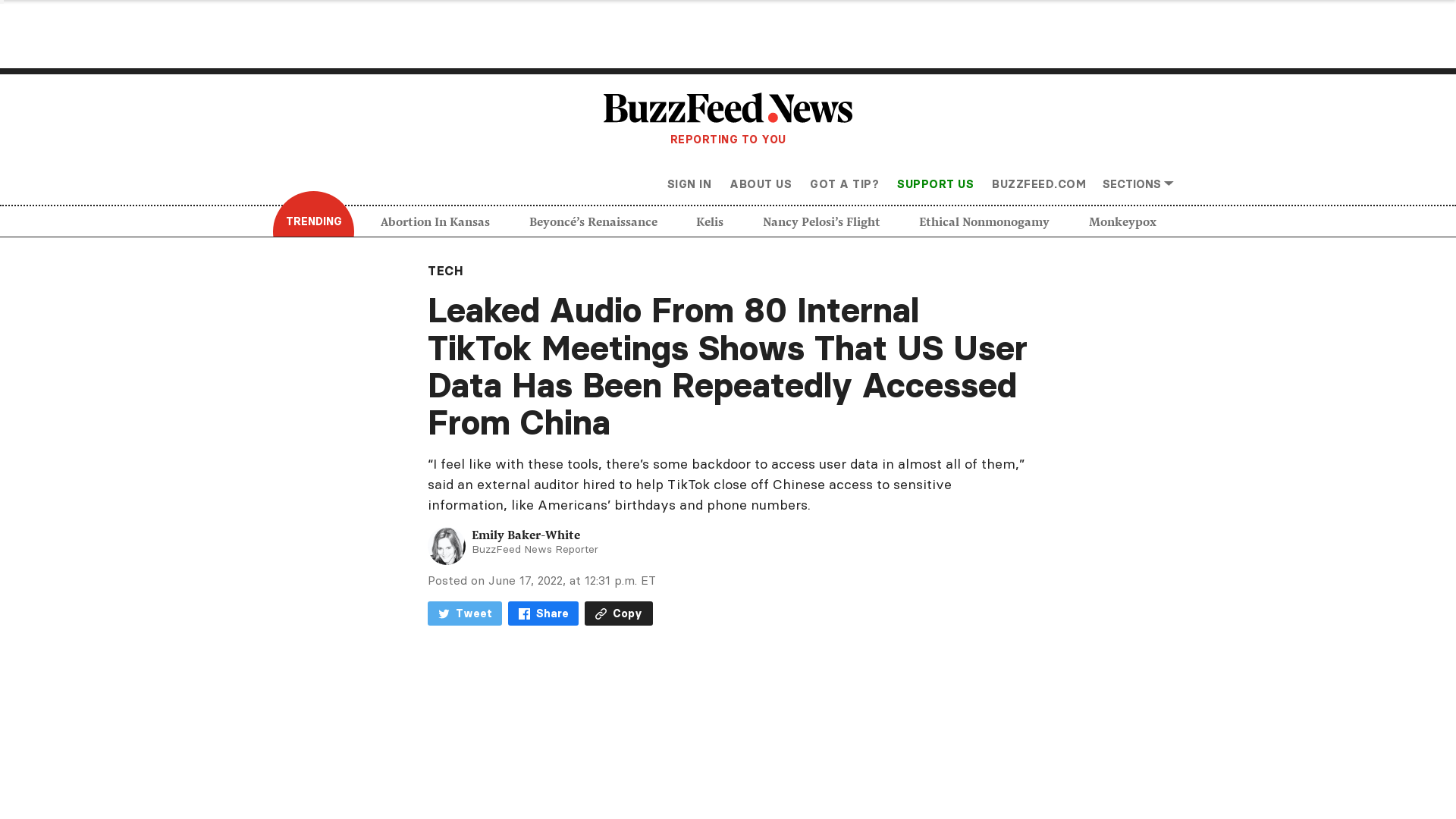 US TikTok User Data Has Been Repeatedly Accessed From China, Leaked Audio Shows