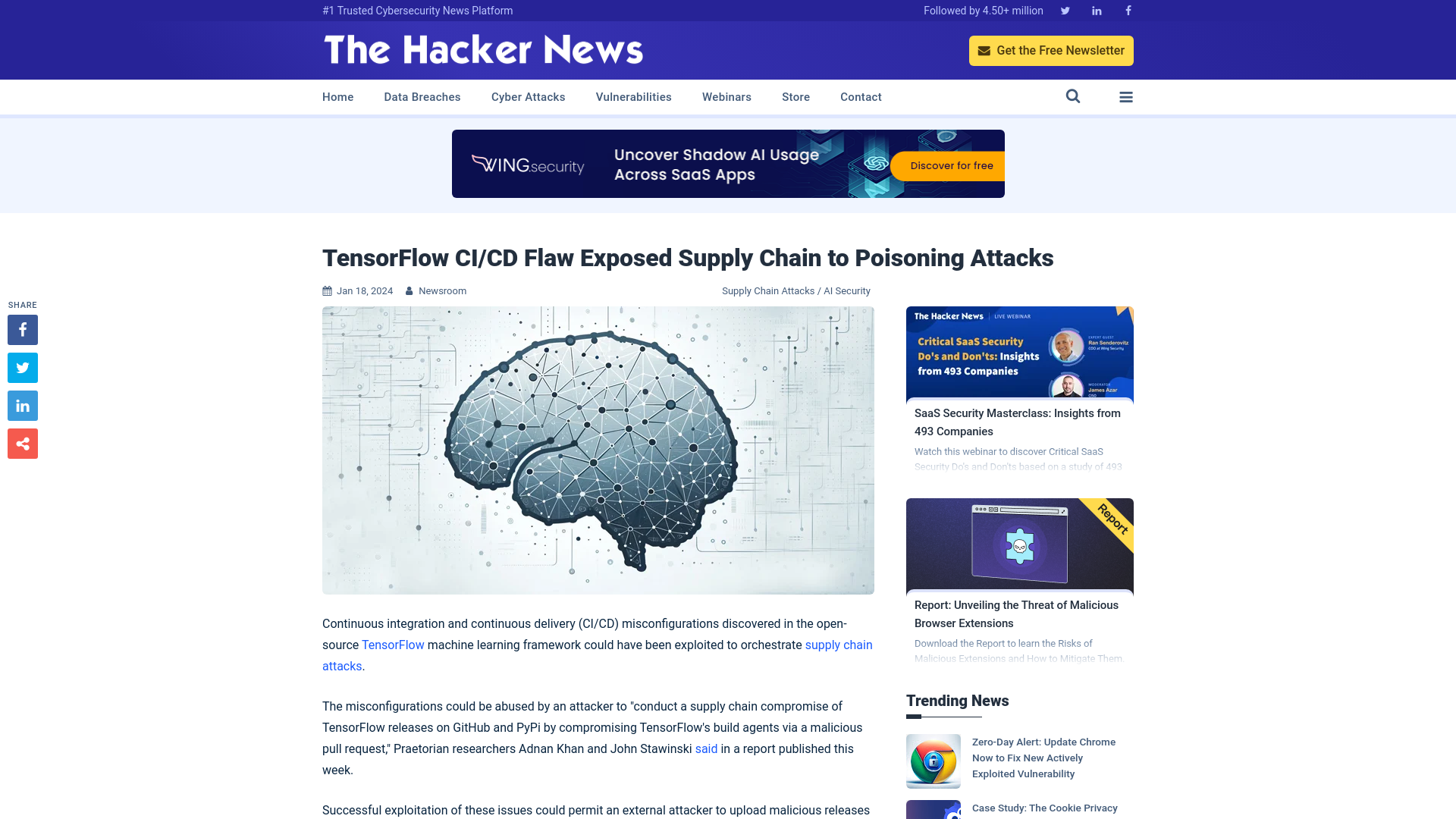 TensorFlow CI/CD Flaw Exposed Supply Chain to Poisoning Attacks