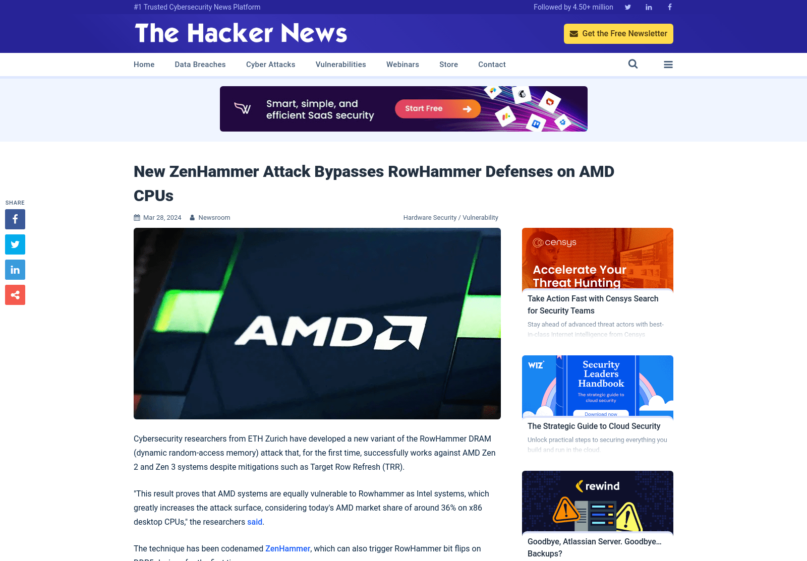 New ZenHammer Attack Bypasses RowHammer Defenses on AMD CPUs