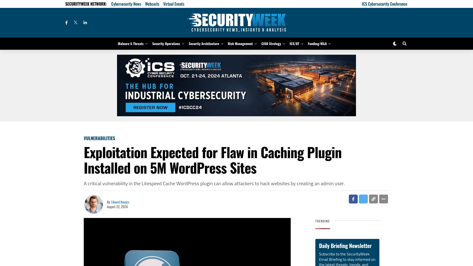 Exploitation Expected for Flaw in Caching Plugin Installed on 5M WordPress Sites - SecurityWeek