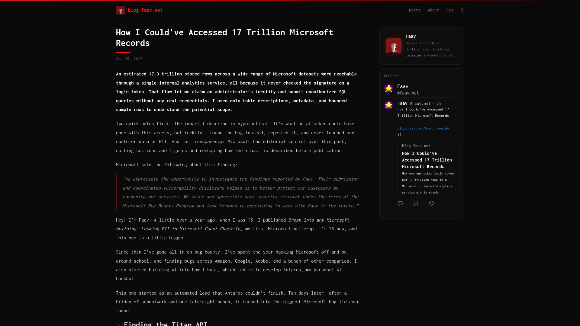 How I Could’ve Accessed 17 Trillion Microsoft Records | blog.faav.net
