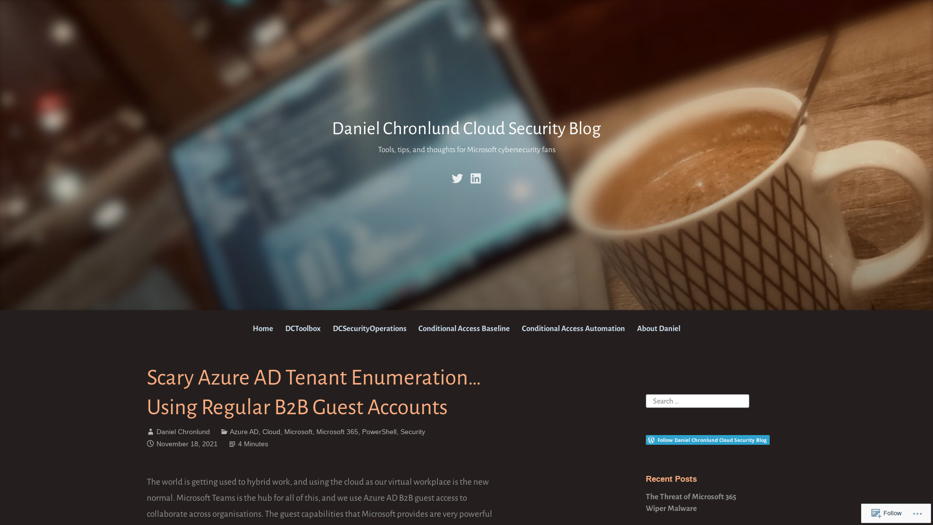 Scary Azure AD Tenant Enumeration… Using Regular B2B Guest Accounts – Daniel Chronlund Cloud Security Blog