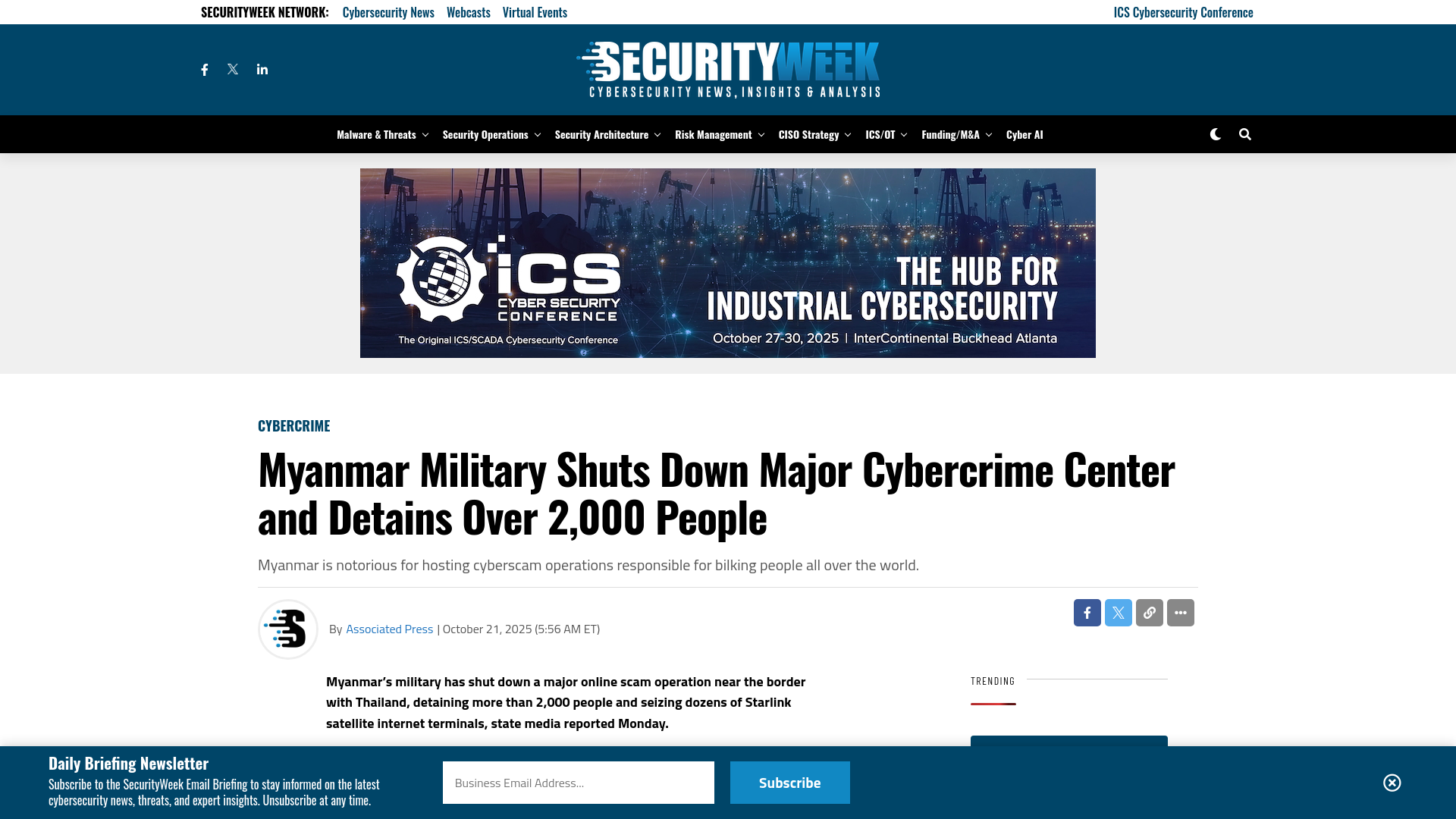 Myanmar Military Shuts Down Major Cybercrime Center and Detains Over 2,000 People - SecurityWeek