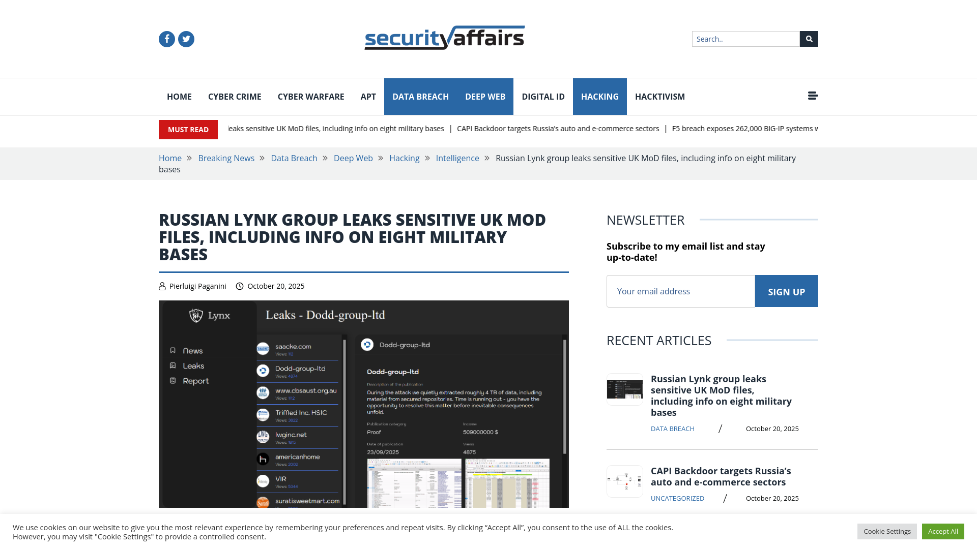 Russian Lynk group leaks sensitive UK MoD files, including info on eight military bases