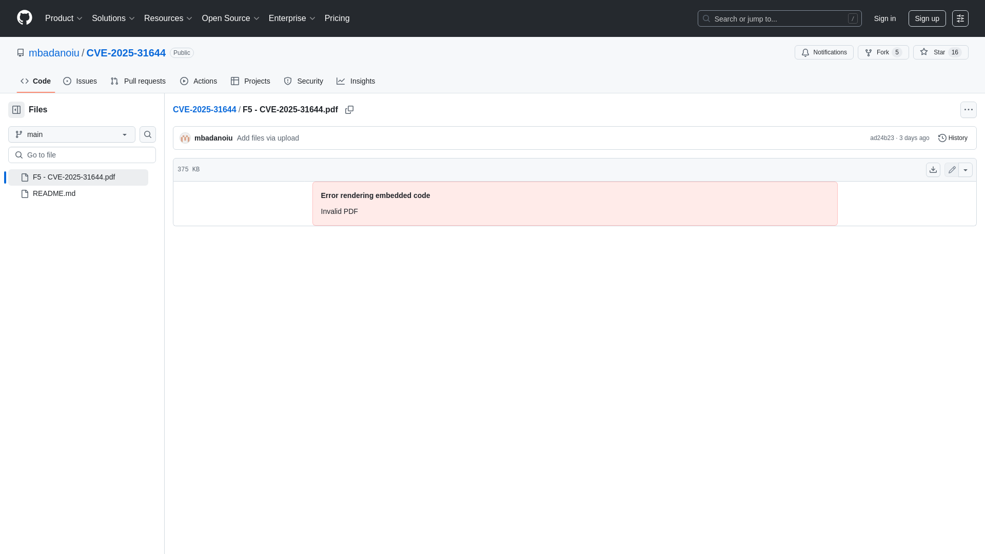 CVE-2025-31644/F5 - CVE-2025-31644.pdf at main · mbadanoiu/CVE-2025-31644 · GitHub