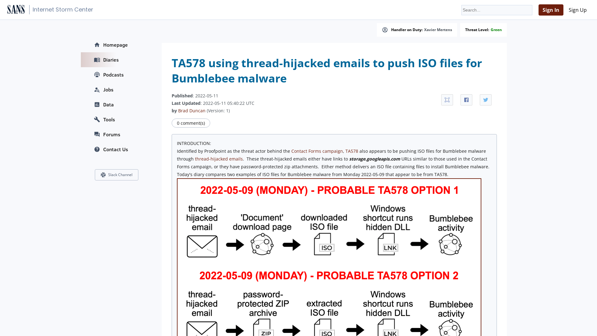 InfoSec Handlers Diary Blog - SANS Internet Storm Center