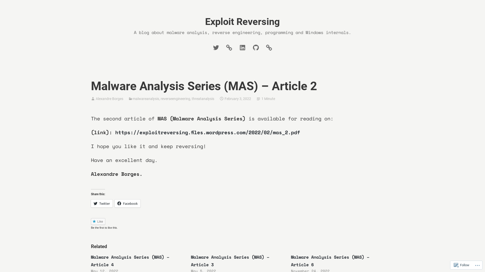 Malware Analysis Series (MAS) – Article 2 – Exploit Reversing