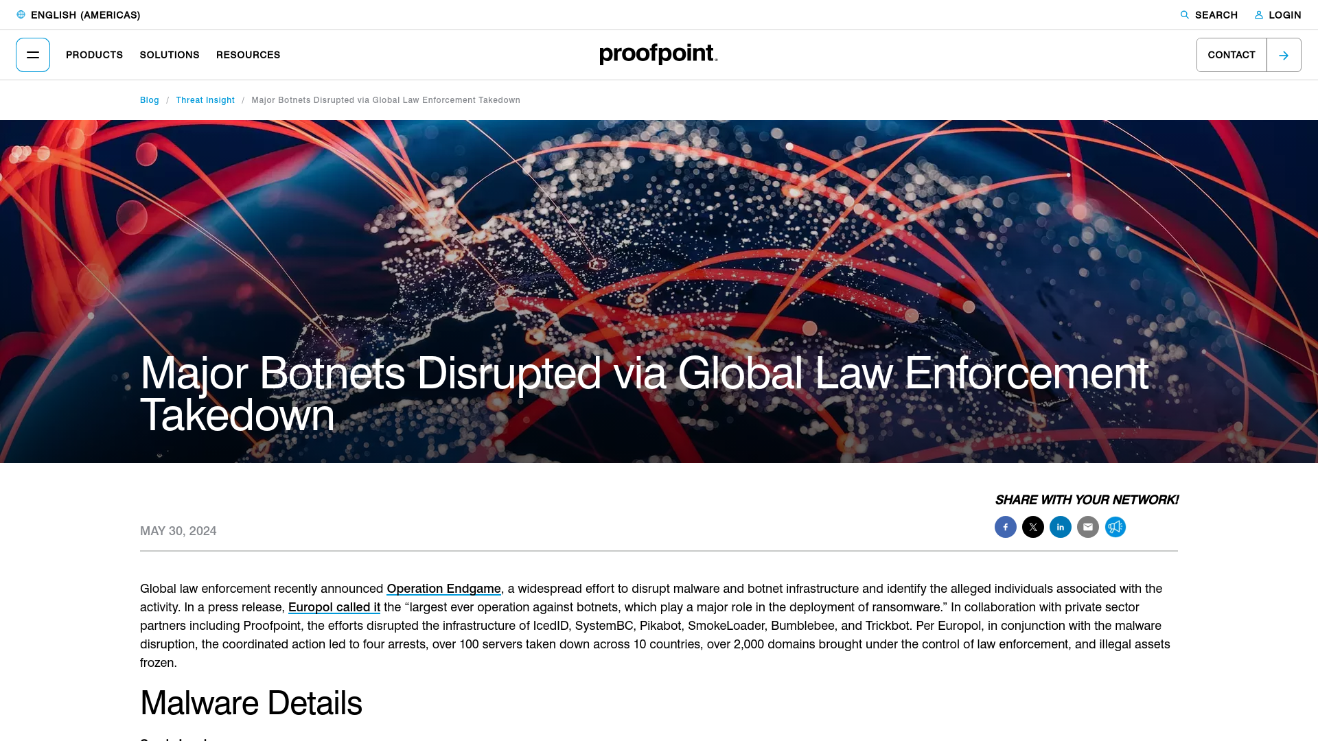 Major Botnets Disrupted via Global Law Enforcement Takedown | Proofpoint US