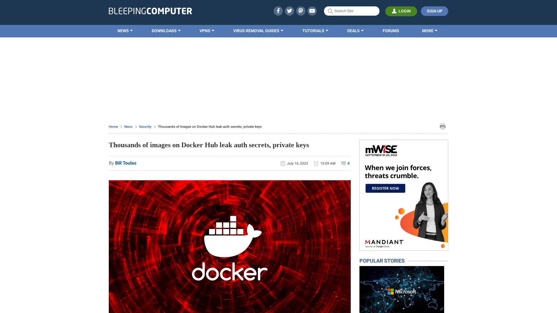 Thousands of images on Docker Hub leak auth secrets, private keys