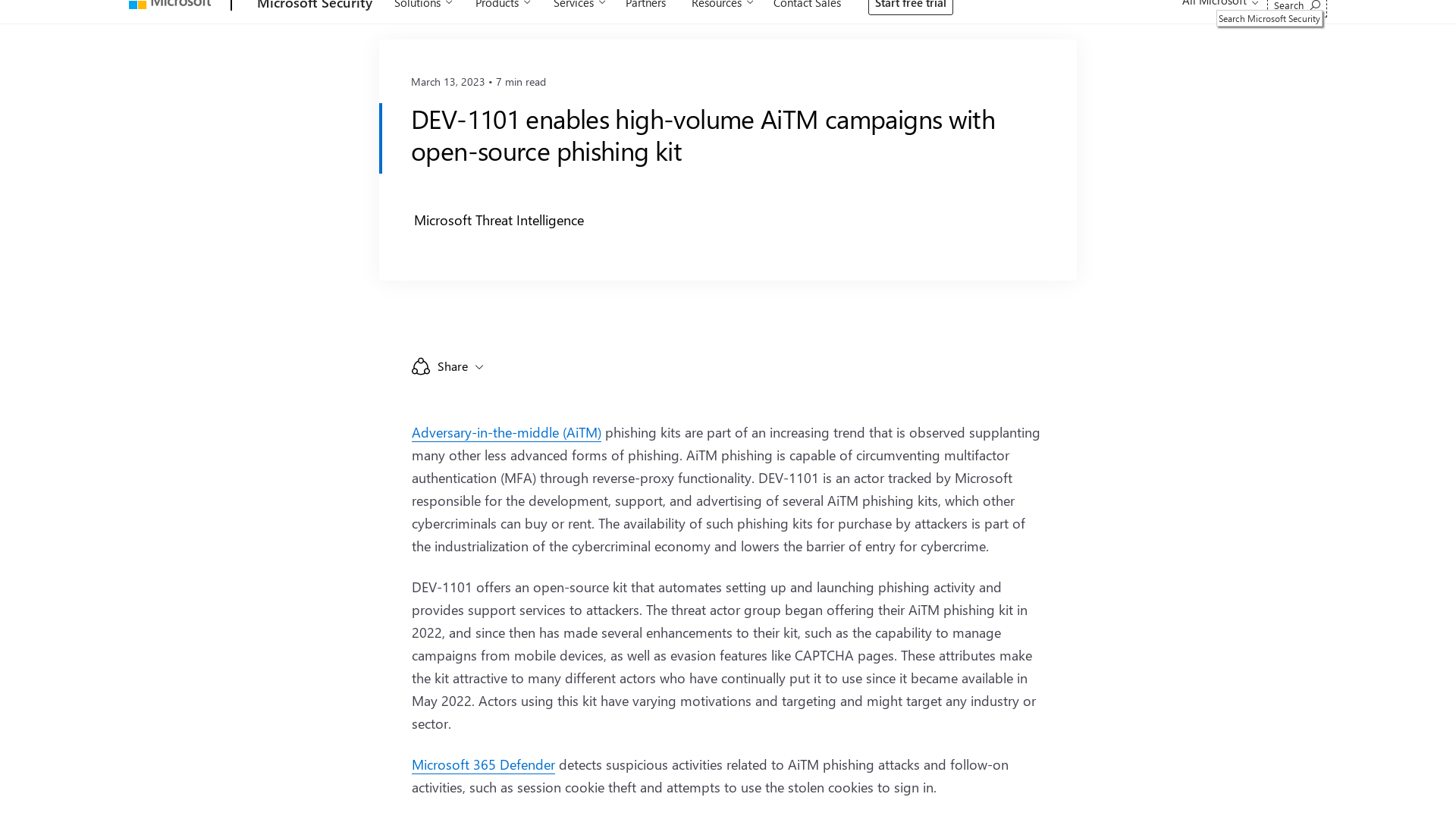 DEV-1101 enables high-volume AiTM campaigns with open-source phishing kit - Microsoft Security Blog