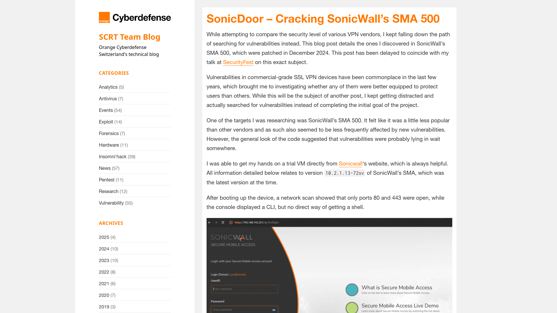 SonicDoor – Cracking SonicWall’s SMA 500 – SCRT Team Blog
