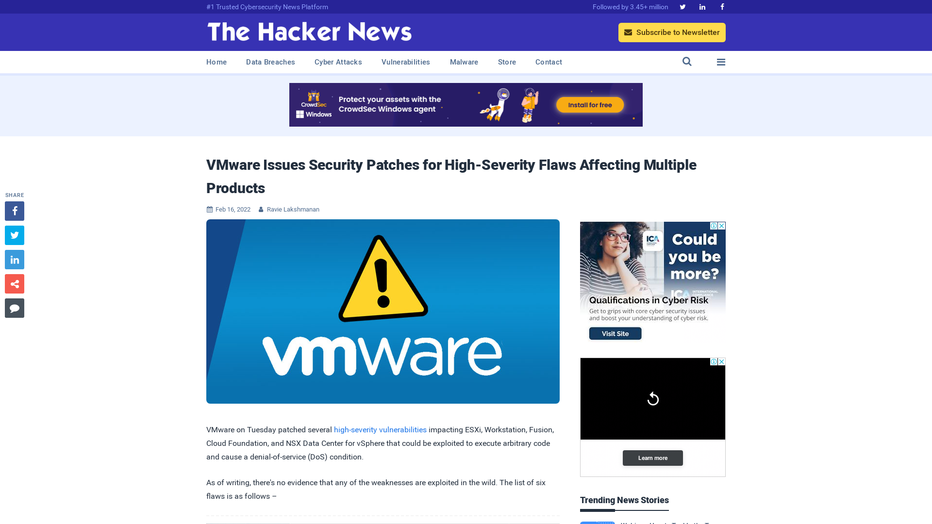 VMware Issues Security Patches for High-Severity Flaws Affecting Multiple Products