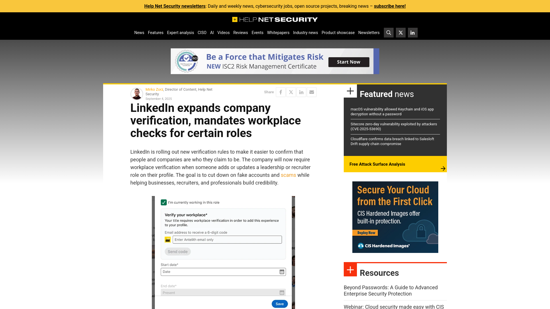 LinkedIn expands company verification, mandates workplace checks for certain roles - Help Net Security