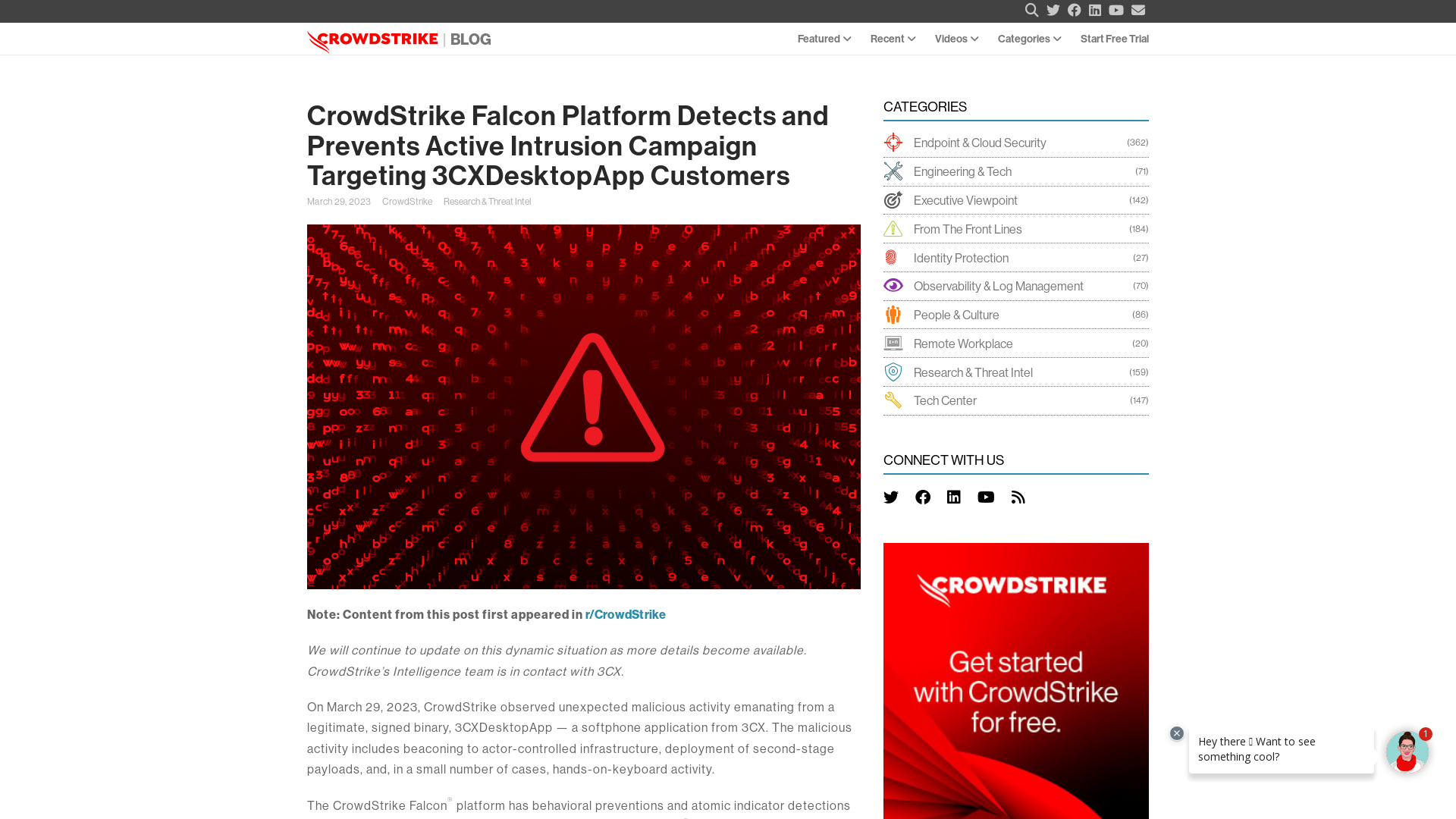 CrowdStrike Prevents 3CXDesktopApp Intrusion Campaign