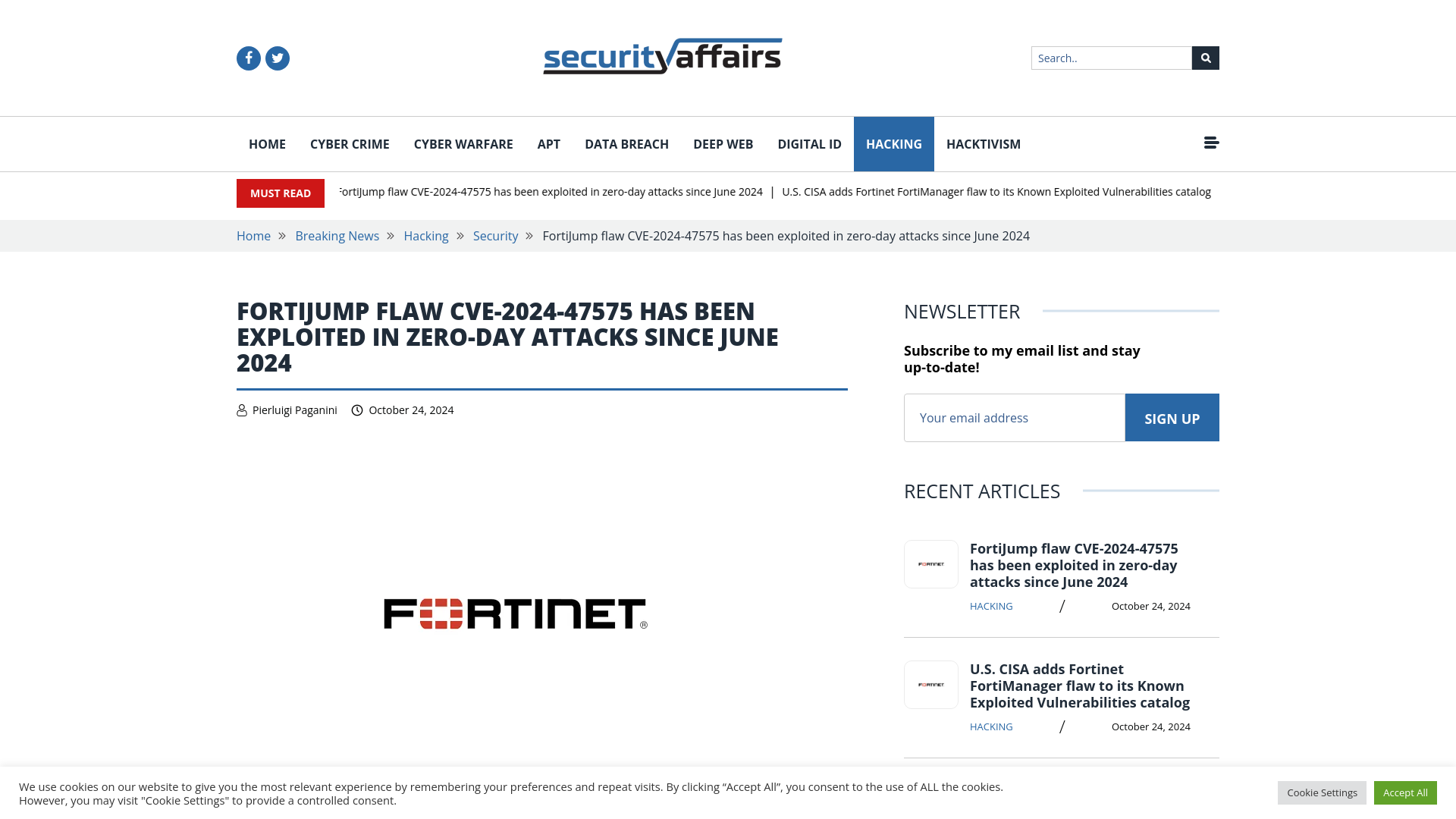 FortiJump flaw CVE-2024-47575 has been exploited in zero-day attacks since June 2024