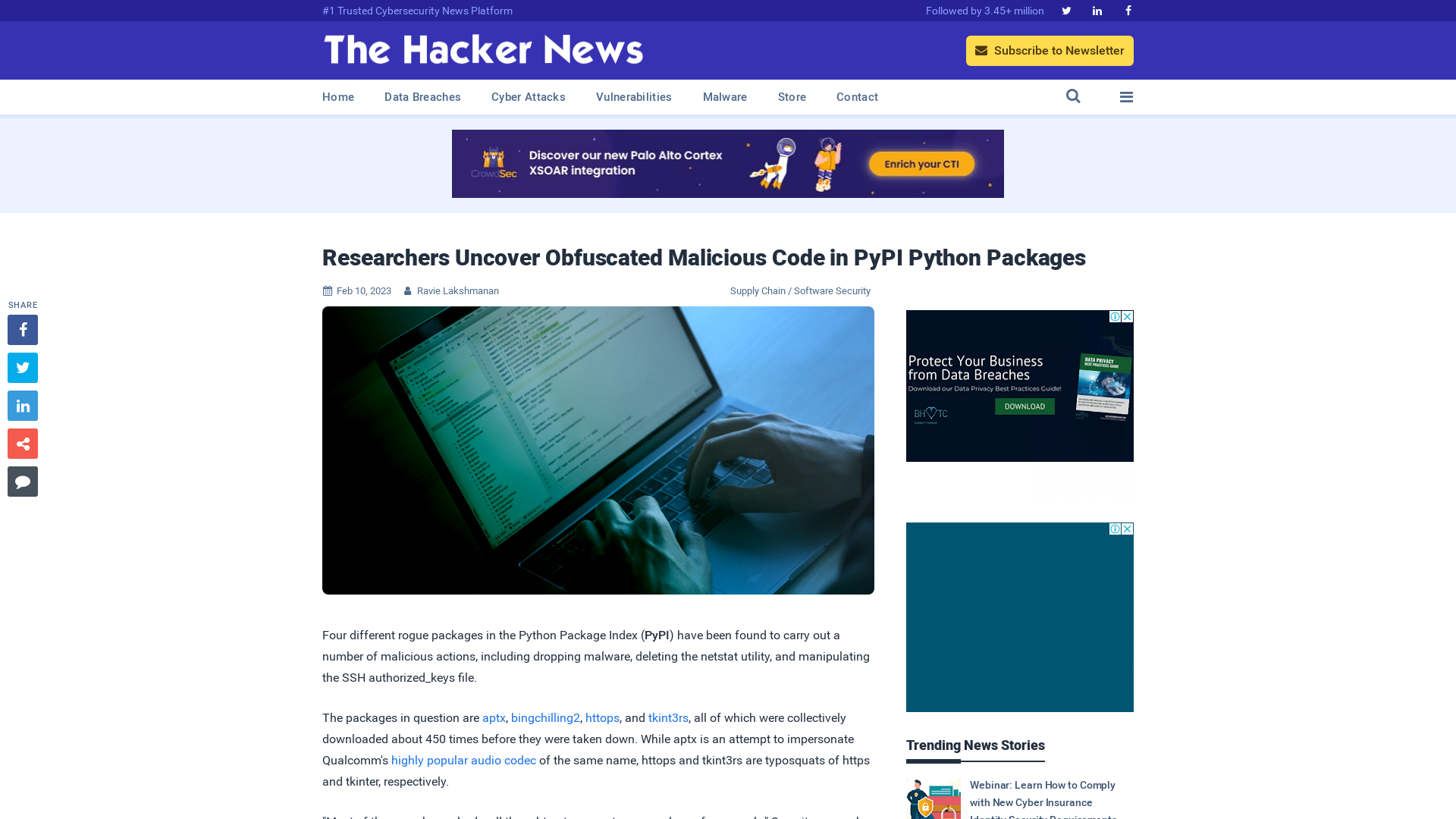 Researchers Uncover Obfuscated Malicious Code in PyPI Python Packages