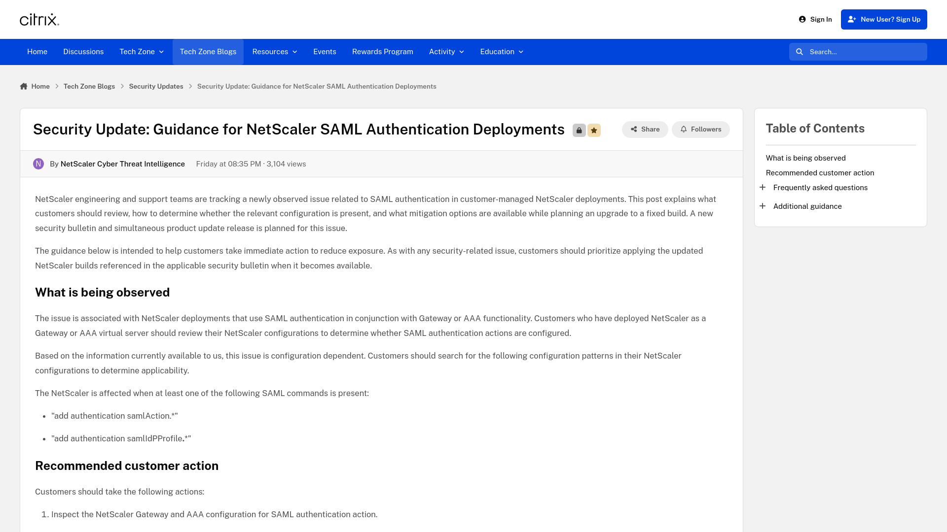 Security Update: Guidance for NetScaler SAML Authentication Deployments - Security Updates - Citrix Community