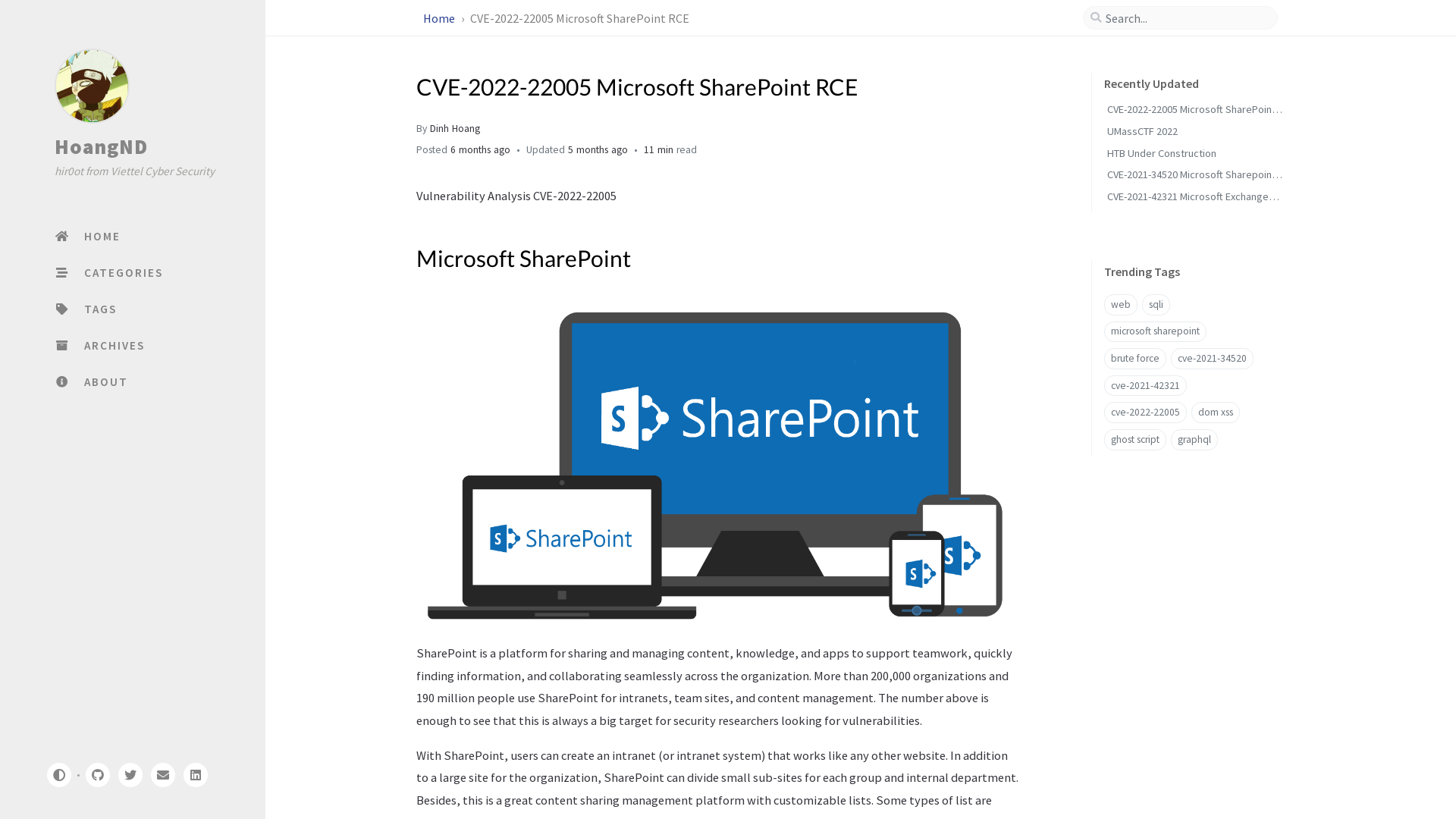 CVE-2022-22005 Microsoft SharePoint RCE | HoangND