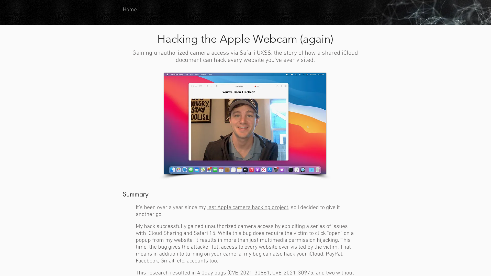 Webcam Hacking (again) - Safari UXSS | Ryan Pickren