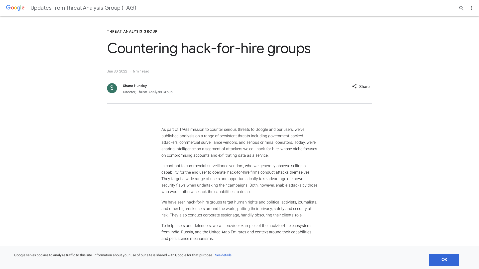 Countering hack-for-hire groups