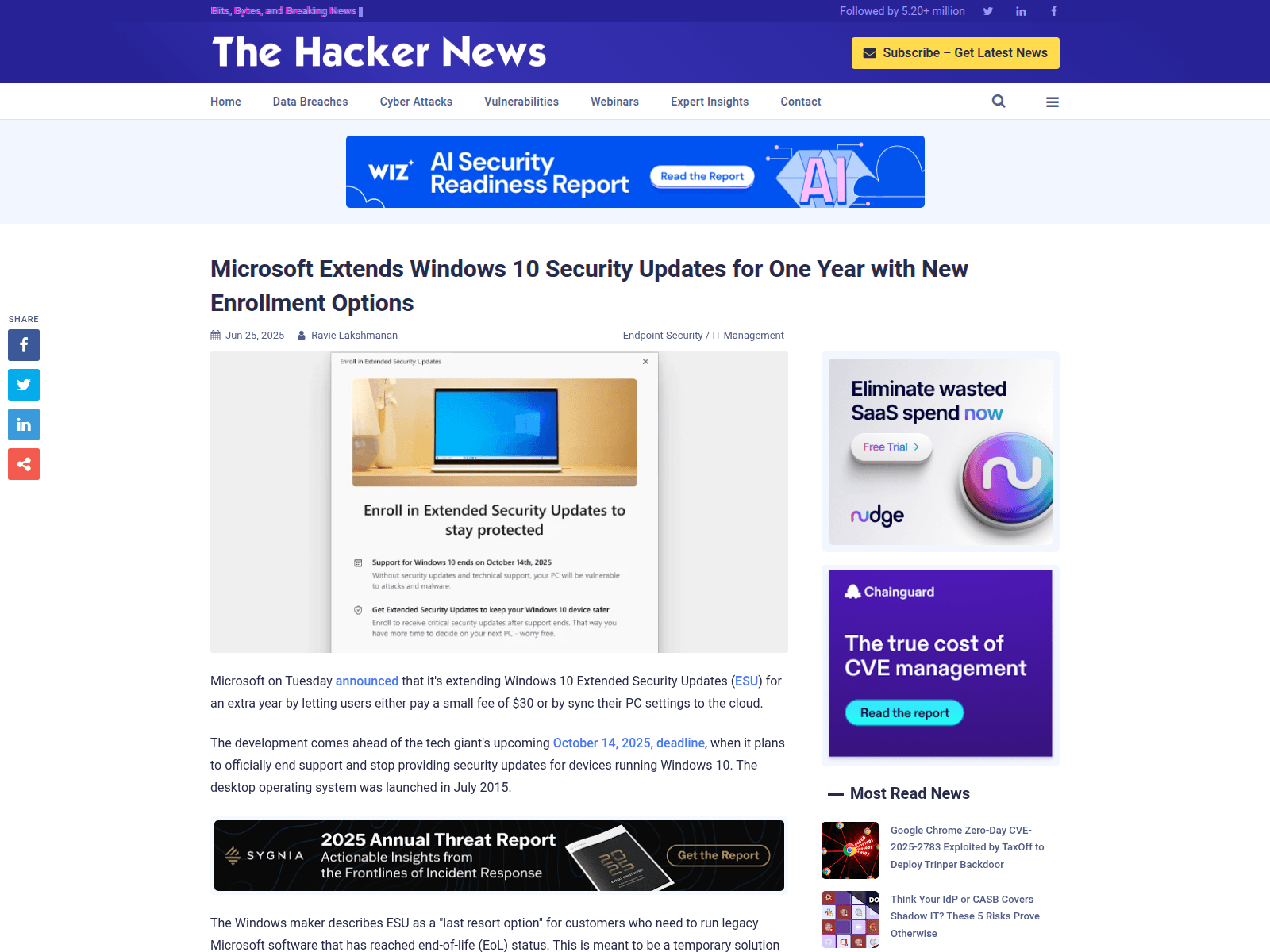 Microsoft Extends Windows 10 Security Updates for One Year with New Enrollment Options