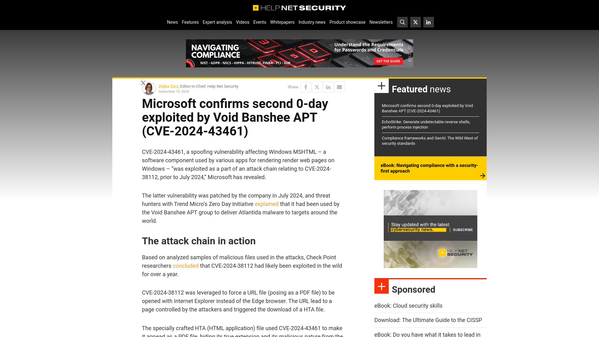 Microsoft confirms second 0-day exploited by Void Banshee APT (CVE-2024-43461) - Help Net Security