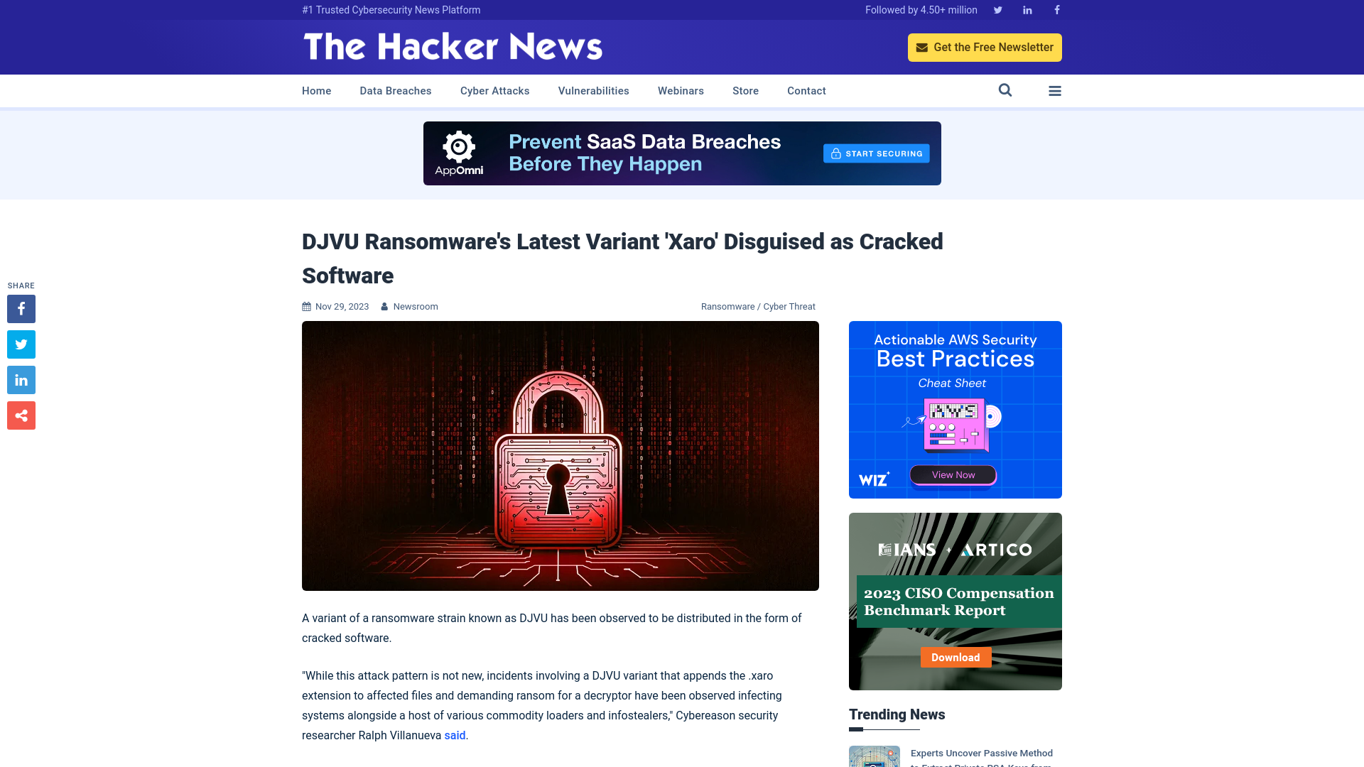 DJVU Ransomware's Latest Variant 'Xaro' Disguised as Cracked Software