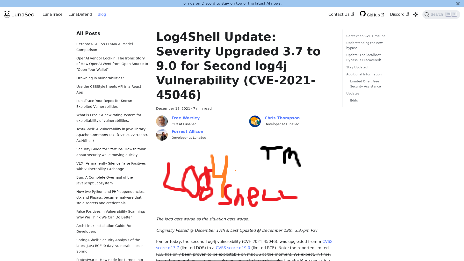 Log4Shell Update: Severity Upgraded 3.7 to 9.0 for Second log4j Vulnerability (CVE-2021-45046) | LunaTrace