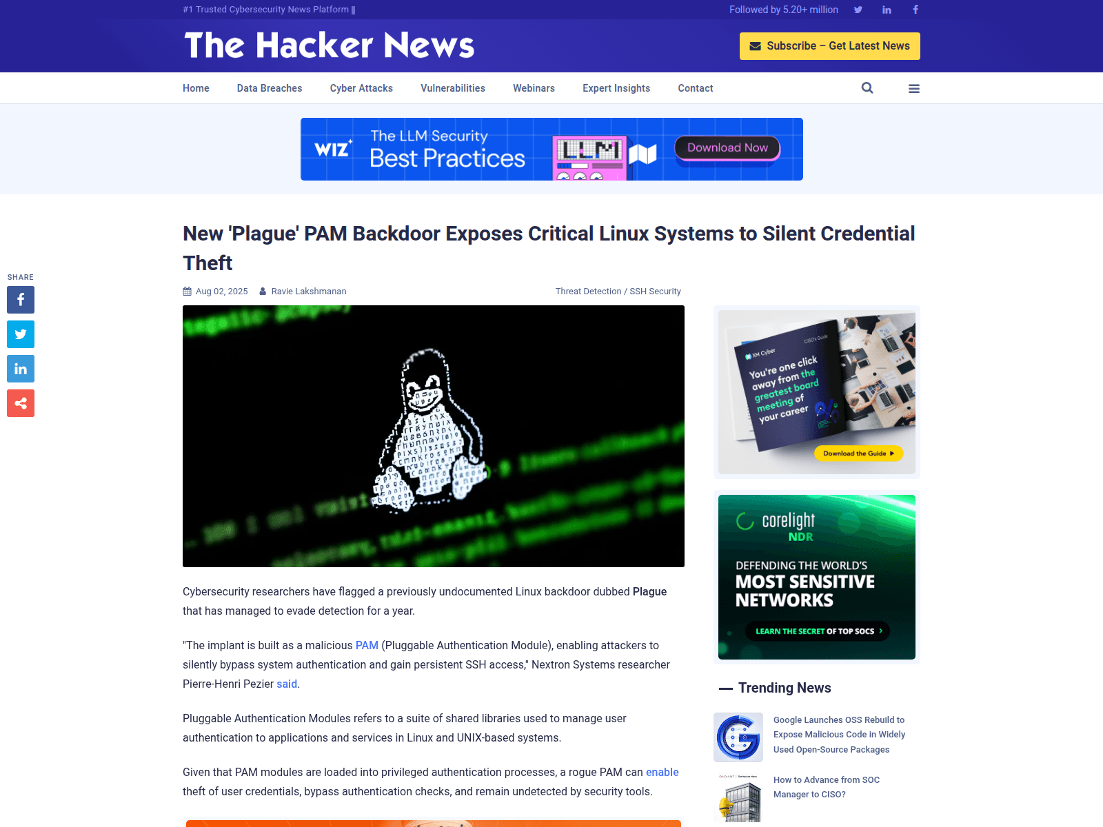 New 'Plague' PAM Backdoor Exposes Critical Linux Systems to Silent Credential Theft