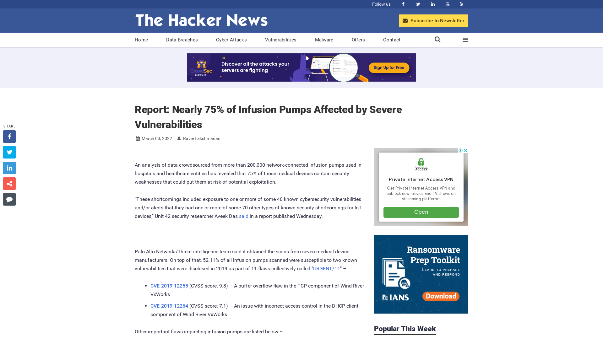 Report: Nearly 75% of Infusion Pumps Affected by Severe Vulnerabilities