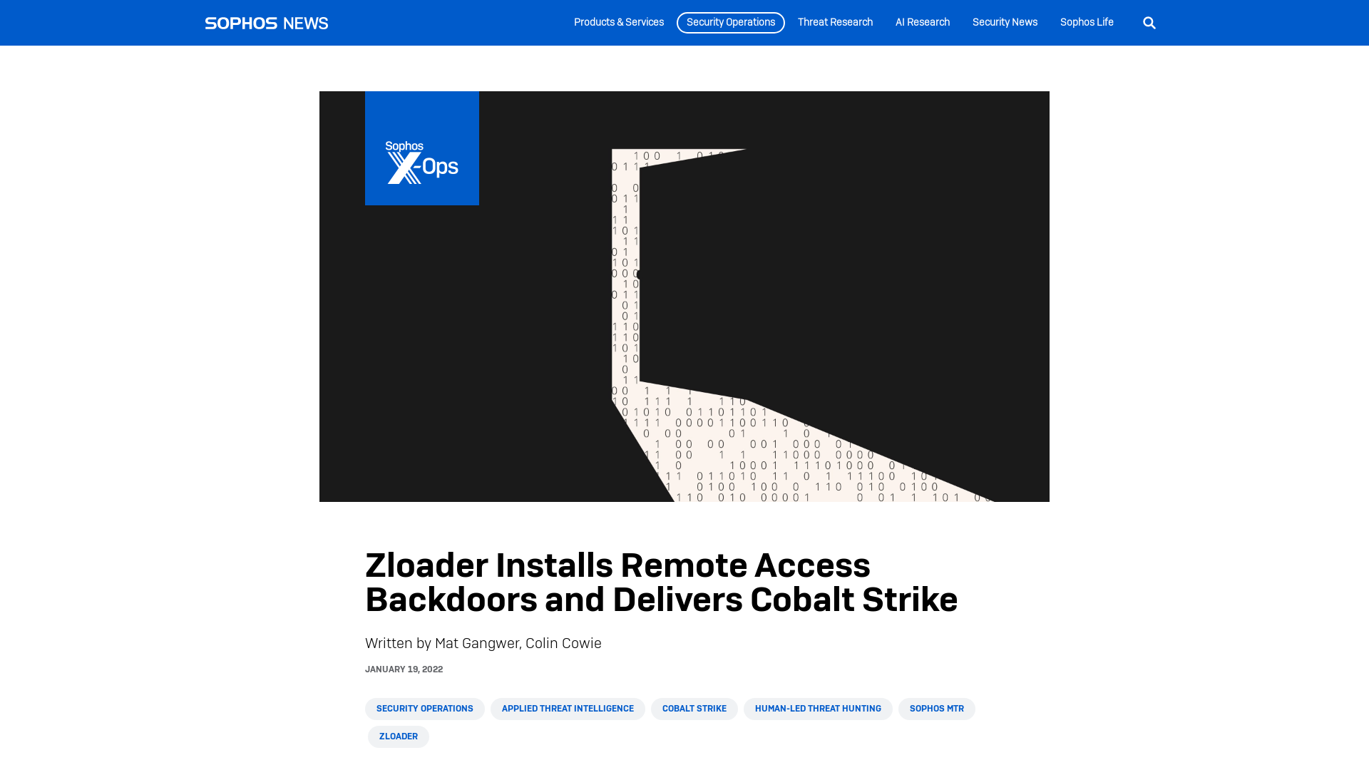 Zloader Installs Remote Access Backdoors and Delivers Cobalt Strike – Sophos News